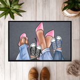 Personalisierte Familien Fußmatte mit individuellen Schuh-Illustrationen – Willkommen Matte mit Namen – Geschenk zum Einzug & Familien Deko