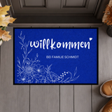 Personalisierte Blumen Willkommen Fußmatte mit Familiennamen – Individuelle Eingangsmatte, Geschenk zum Einzug