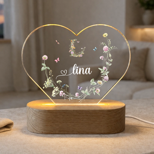 Nachtlicht "Blumenranke Monogramm" Personalisiert