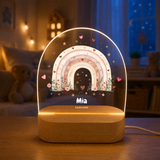 Personalisiertes Nachtlicht mit Regenbogen – LED Acryl Lampe mit Name & Geburtsdatum – Geschenk zur Geburt oder Taufe