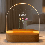 Personalisiertes Herz Acryl LED Nachtlicht für Mama – Individuelles Namensgeschenk für Mutter mit Holzsockel