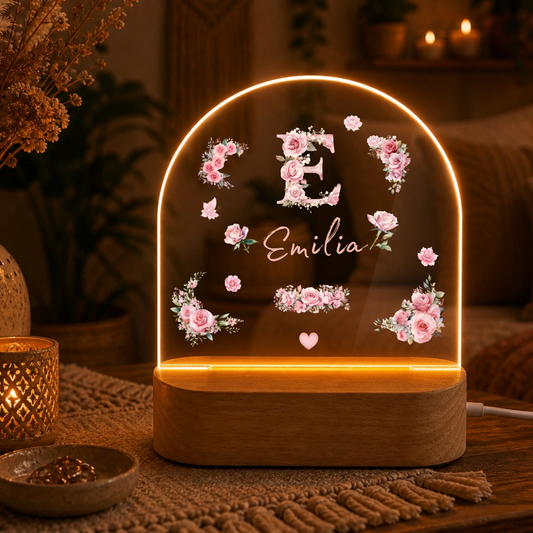 Nachtlicht "Rosen-Monogramm" Personalisiert