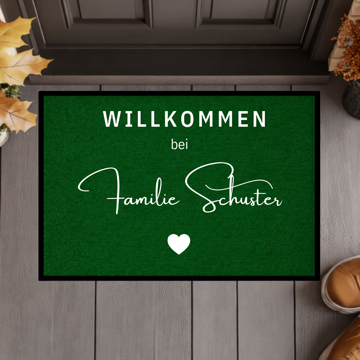 Personalisierte Willkommen Fußmatte mit Familiennamen – Individuelle Türmatte mit rutschfestem Gummirand, Geschenk zum Einzug