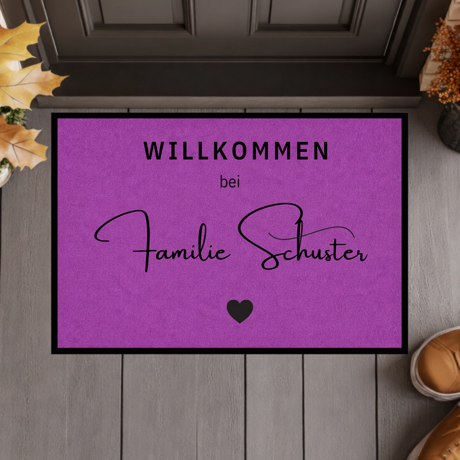 Personalisierte Willkommen Fußmatte mit Familiennamen – Individuelle Türmatte mit rutschfestem Gummirand, Geschenk zum Einzug