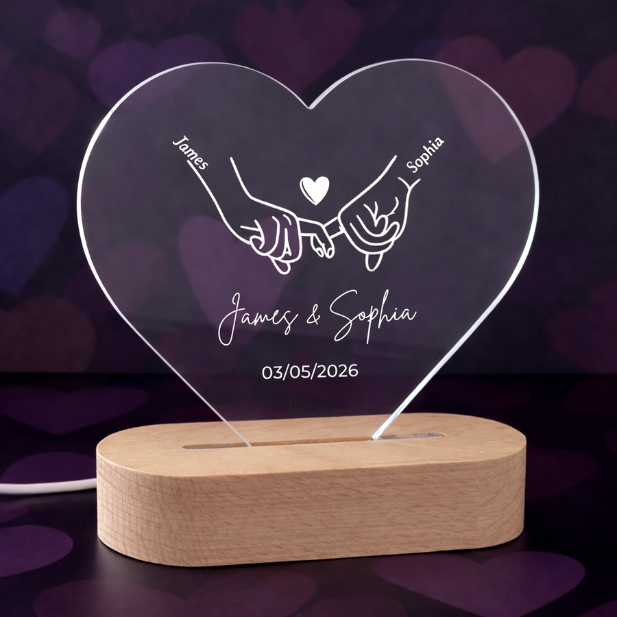 Personalisierte Herz-Acryl LED-Lampe für Paare