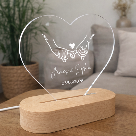 Personalisierte Herz-Acryl LED-Lampe für Paare