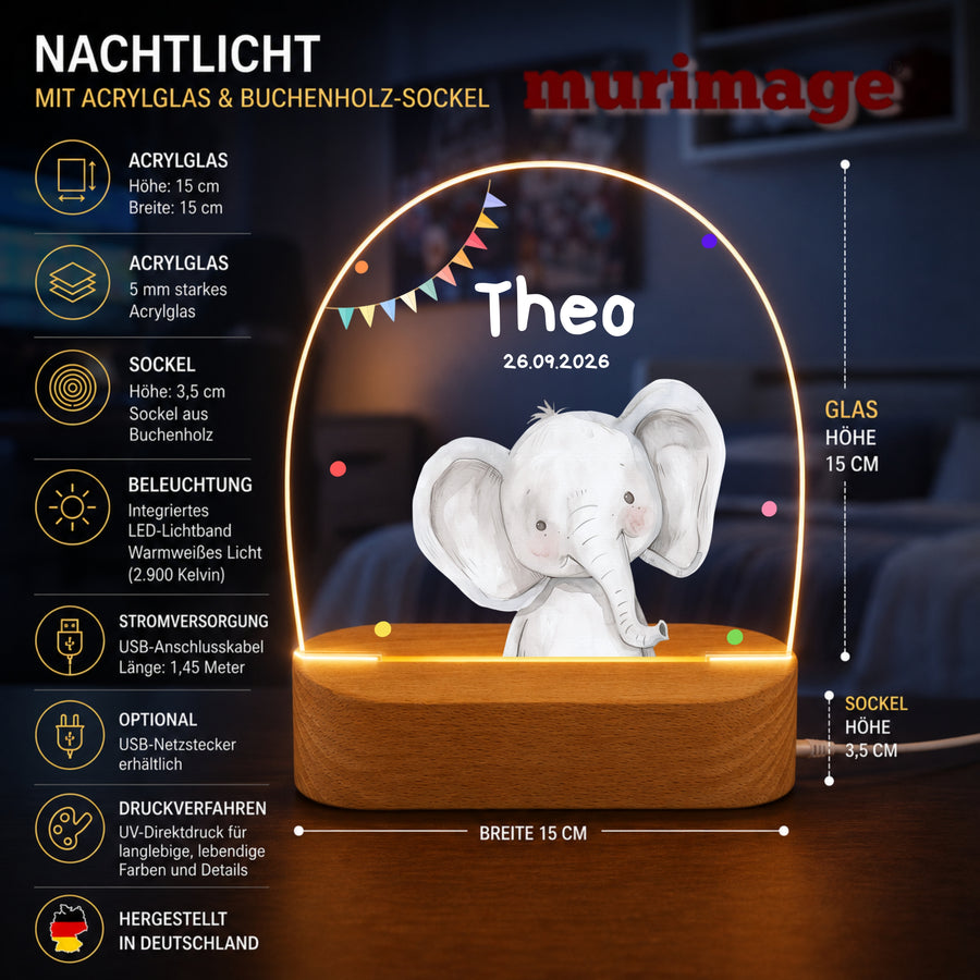 Nachtlichter Bundle 3 Tiere mit Wimpel