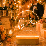 Personalisiertes „Ja“ Hochzeit Nachtlicht mit Namen & Datum – Romantische LED Acryl Lampe für Paare & Hochzeitsgeschenk
