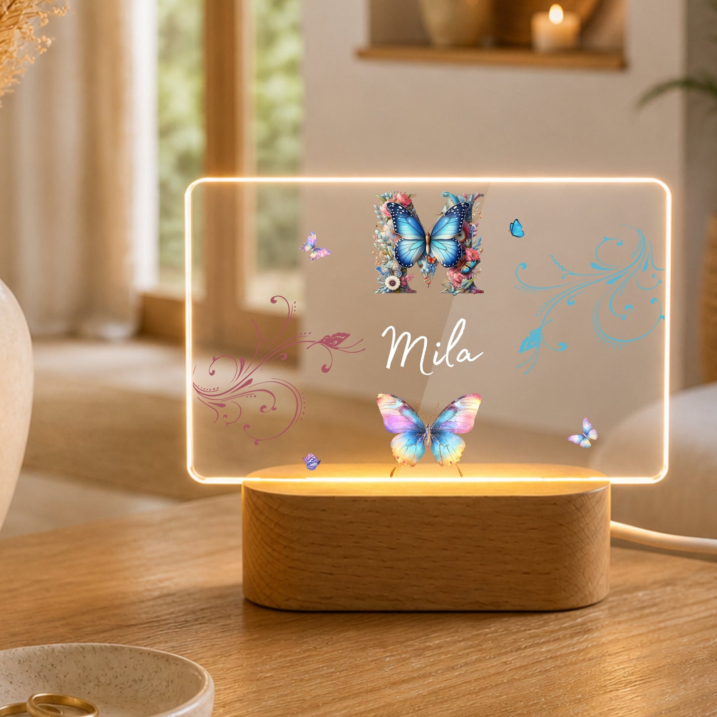 Nachtlicht Schmetterling Ornament Monogramm_