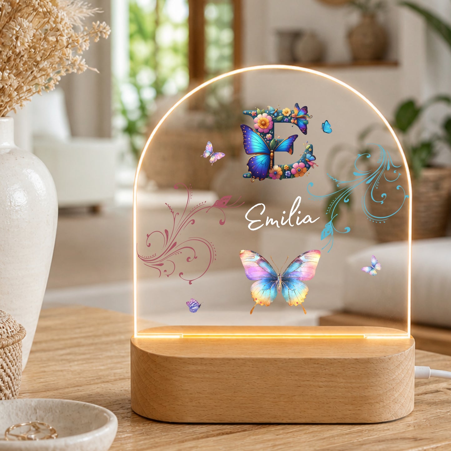 Nachtlicht Schmetterling Ornament Monogramm_