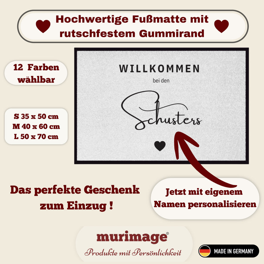 Personalisierte Willkommen-Fußmatte mit Familiennamen – Moderne individuelle Eingangsmatte, Geschenk zum Einzug