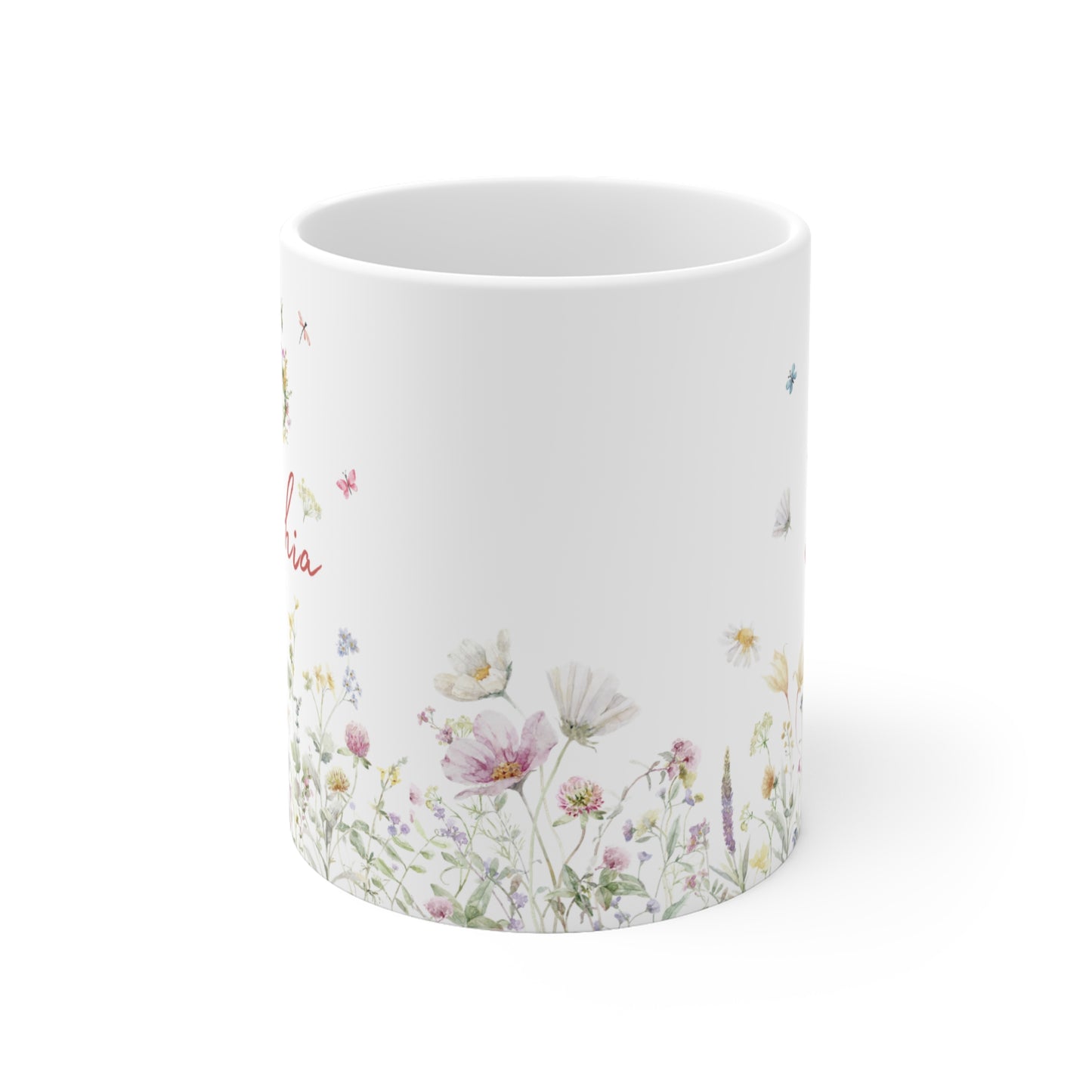Personalisierte Wildblumen Tasse mit Initiale & Name | Individuelle Blumen Monogramm Keramiktasse für Frauen & Mädchen