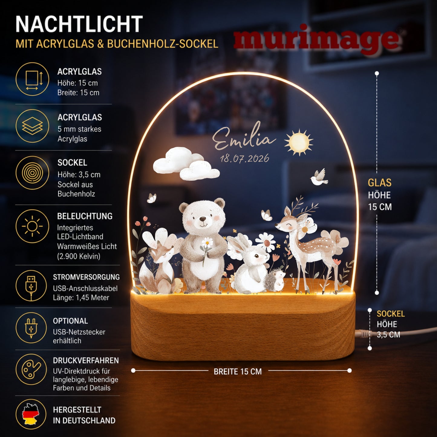 Nachtlichter Tiere Boho